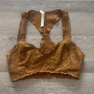 Free People Intimates Lace Racerback Bralette in Brown